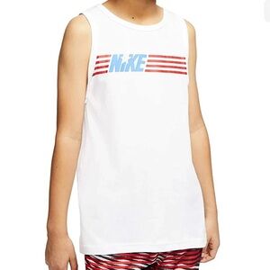 Nike Boys' (Kids) Sportswear White/Red/Blue Americana Tank Top - L   NWT